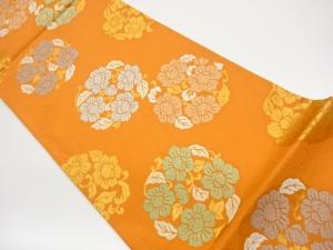 花葉に子持ち菱模様織出し袋帯